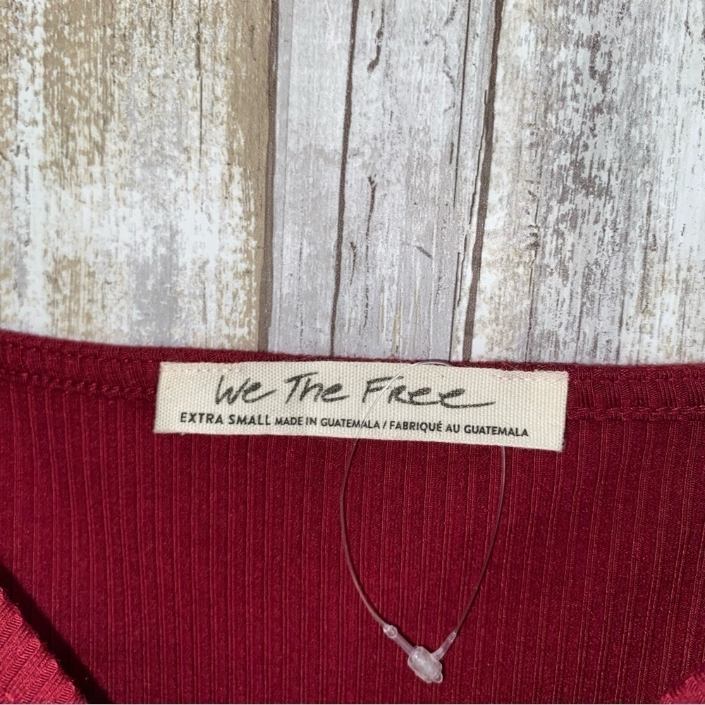 FP We The Free Red Night Lily Puff Sleeve Blouse - Picture 5 of 5